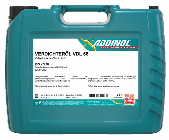 Масло компрессорное ADDINOL VERDICHTEROL VDL 68